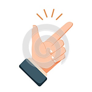 Easy concept: finger clicking flat cartoon style icon. Modern vector illustration photo