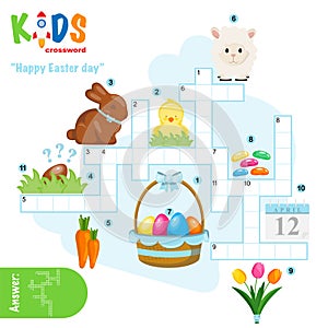 Easy crossword puzzle `Happy Easter Day`