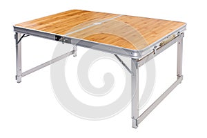 Easy folding table for camping or for fishing, on a white background