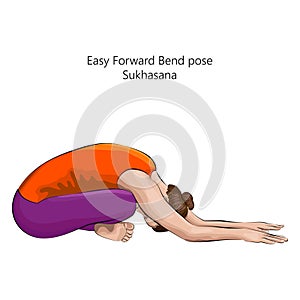 Easy Forward Bend pose. Sukhasana