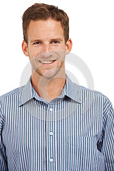 Easy going confidence. Studio portrait of a handsome young man posing against a white background.