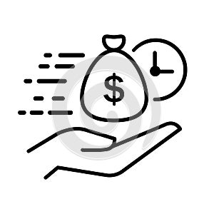 Easy instant credit, loan payment, fast money icon, finance thin line symbol for web and mobile phone on white background