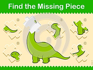 Easy kids Find The Missing Piece Puzzle Dinosaur