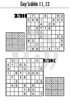 Easy level sudoku puzzles 11, 12