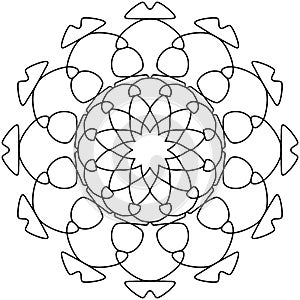 Easy Mandala Coloring for Beginners, Kids, and People with Low Vision. Vector illustration.