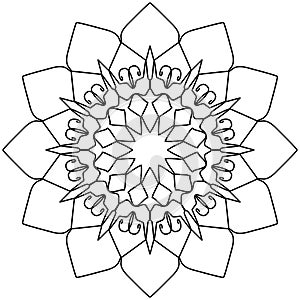 Easy Mandala Coloring for Beginners, Kids, and People with Low Vision. Vector illustration.