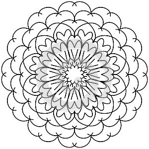 Easy Mandala Coloring for Beginners, Kids, and People with Low Vision. Vector illustration.