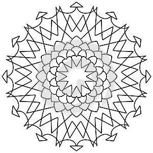 Easy Mandala Coloring for Beginners, Kids, and People with Low Vision. Vector illustration.