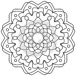 Easy Mandala Coloring for Beginners, Kids, and People with Low Vision. Vector illustration.