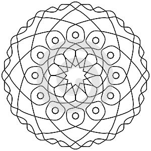 Easy Mandala Coloring for Beginners, Kids, and People with Low Vision. Vector illustration.