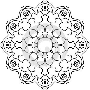 Easy Mandala Coloring for Beginners, Kids, and People with Low Vision. Vector illustration.