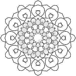 Easy Mandala Coloring for Beginners, Kids, and People with Low Vision. Vector illustration.