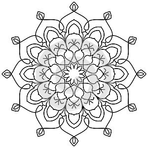 Easy Mandala Coloring for Beginners, Kids, and People with Low Vision. Vector illustration.