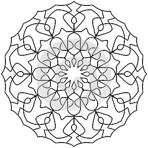 Easy Mandala Coloring for Beginners, Kids, and People with Low Vision. Vector illustration.