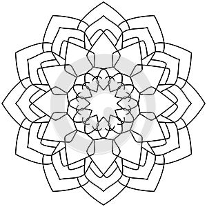 Easy Mandala Coloring for Beginners, Kids, and People with Low Vision. Vector illustration.