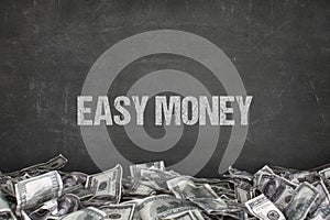 Easy money text on black background