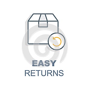 Easy returns icon, simple returns symbol, Hassle-free returns emblem, convenient returns logo, Simple return process icon, user-