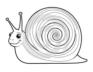 Easy Snail with a Spiral Shell, Kids Coloring Page Featuring a Cute Snail photo