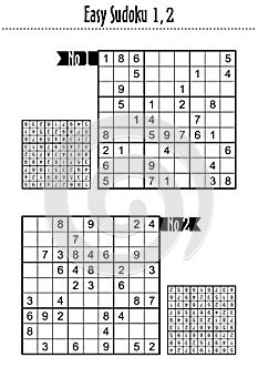 Easy level sudoku puzzles 1, 2