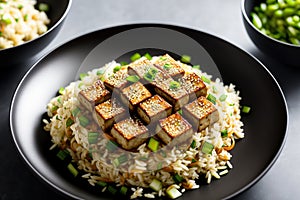 Easy and Tasty Dinner: Sesame Crusted Tofu, Cabbage and Japanese Rice