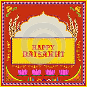 celebration of Punjabi festival Vaisakhi background in truck art kitsch style photo