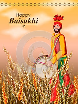 vector illustration of celebration of Punjabi festival Vaisakhi background