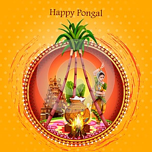 Happy Pongal festival of Tamil Nadu India background photo