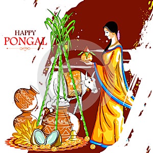 Happy Pongal festival of Tamil Nadu India background photo