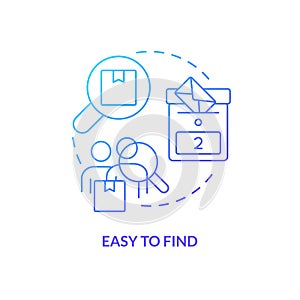 Easy to find blue gradient concept icon