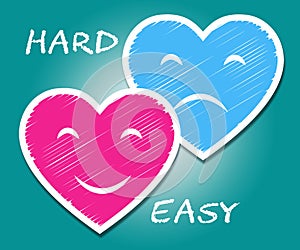 Easy Vs Hard Hearts Portray Choice Of Simple Or Difficult Way - 3d Illustration