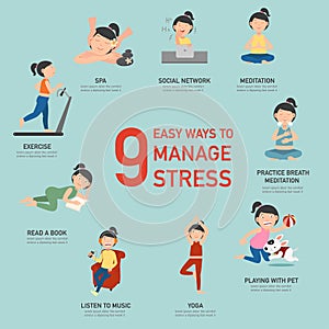 Easy ways to manage stress,infographic photo