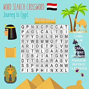 Easy word search crossword puzzle `Journey to Egypt`