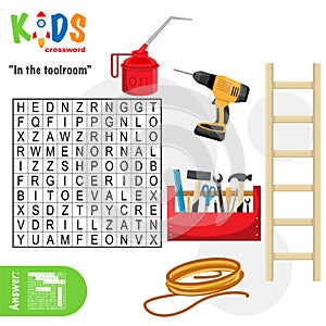 Easy word search crossword puzzle `In the toolroom`