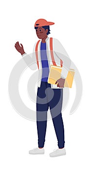 Easygoing male student semi flat color vector character