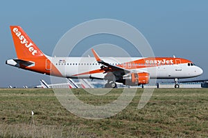EasyJet on runway from terminals
