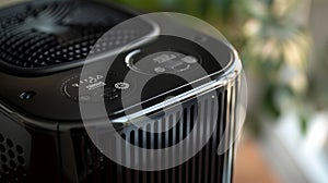 The easytouse control buttons on top of the heater labeled with simple icons for temperature and fan speed photo