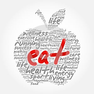 EAT apple word cloud collage
