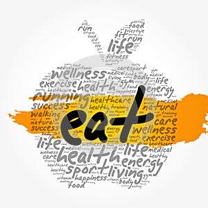 EAT apple word cloud collage