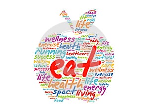 EAT apple word cloud collage