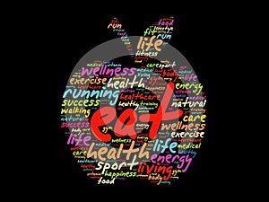 EAT apple word cloud collage