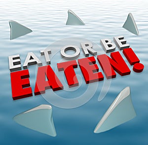 Eat or Be Eaten Sharks Fins Swimming Fierce Deadly Competition