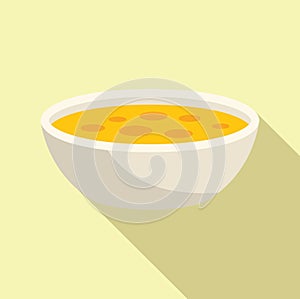 Eat cream soup icon flat vector. Repast savory photo