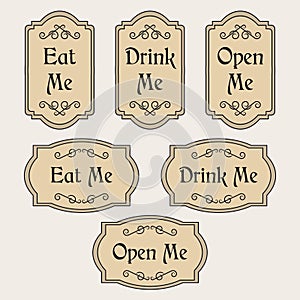 Eat, Drink, Open Me vintage labels