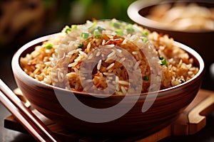 eat healthy vegetable chinese fried meal asian food rice dinner rice. Generative AI.