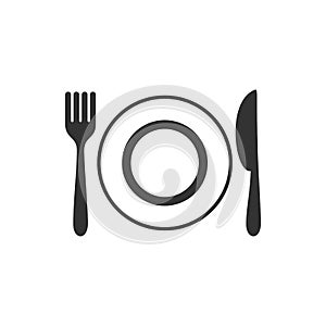 Eat Icon Logo Template - Fork, Knife, Plate Illustration Design. Vector EPS 10