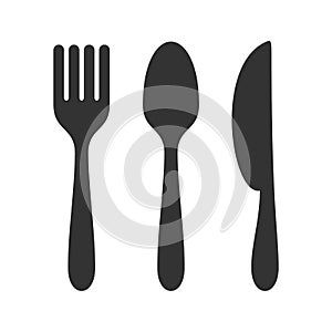 Eat Icon Logo Template - Fork, Knife, Spoon Illustration Design. Vector EPS 10