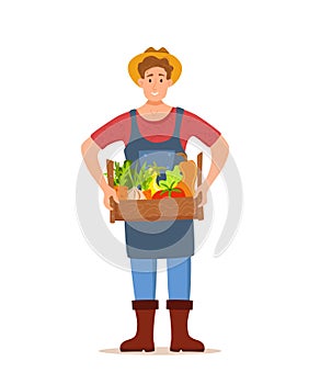 Eat local organic products cartoon vector concept. Colorful illustration o