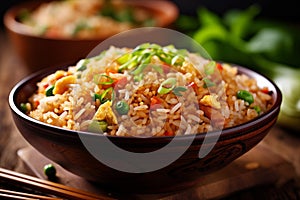eat meal vegetable asian healthy rice chinese fried food rice dinner. Generative AI.