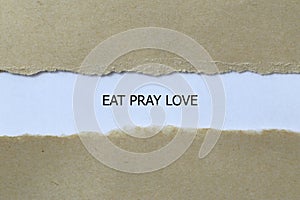eat pray love on white paper