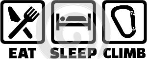 Eat sleep climb icons